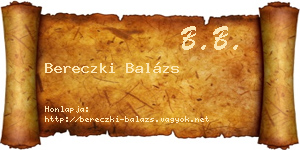 Bereczki Balázs névjegykártya